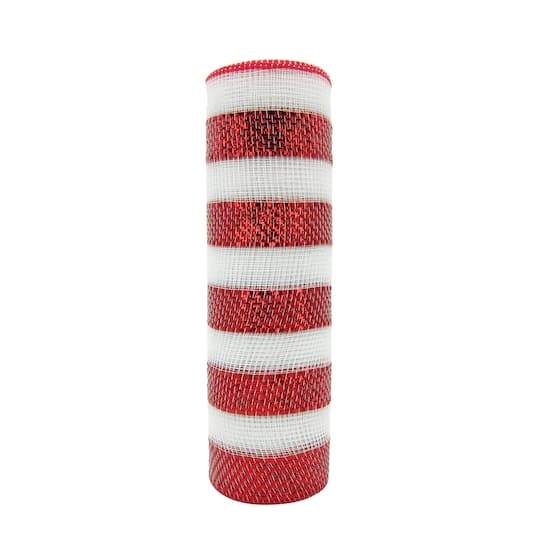 10" x 19ft. Red & White Striped Mesh by Celebrate It™